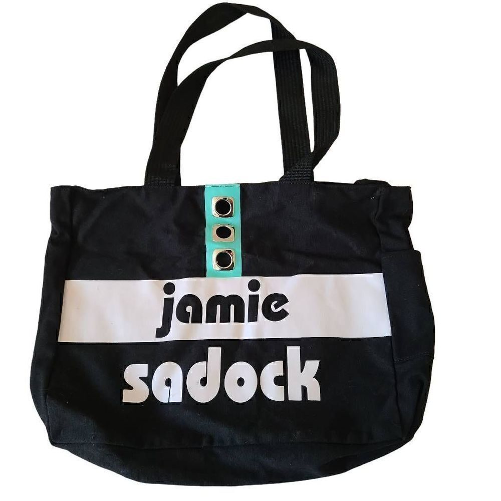 Jamie Sadock Black Cotton Canvas Logo Tote Bag